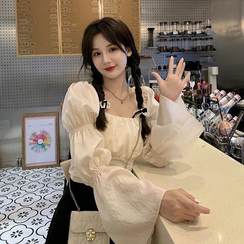 Bluza s širokim rukavima Ženske povezi Jednobojne Slobodno vrijeme Sveobuhvatna Elegantna moda Sveučilišna ženska Udobne kratke majice Francuski stil Elegantne