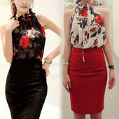 Ženska majica kratkih rukava Ljeto 2021. u korejskom stilu, šifonska košulja s cvjetnim ovratnikom, seksi uredska ženska košulja bez rukava za sve vrste kombinacija