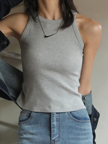 2022 Knitted Long Tanks White Crop Top Γυναικεία Casual Fitness φανελάκι Basic Off Shoulder Καλοκαιρινά γυναικεία ρούχα