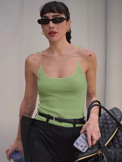 Hugcitar rebraste majice bez rukava s O izrezom bez leđa, seksi uske majice bez rukava Ljetna moda 2023. Y2K Streetwear Party Club