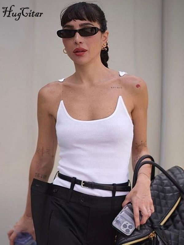 Hugcitar rebraste majice bez rukava s O izrezom bez leđa, seksi uske majice bez rukava Ljetna moda 2023. Y2K Streetwear Party Club