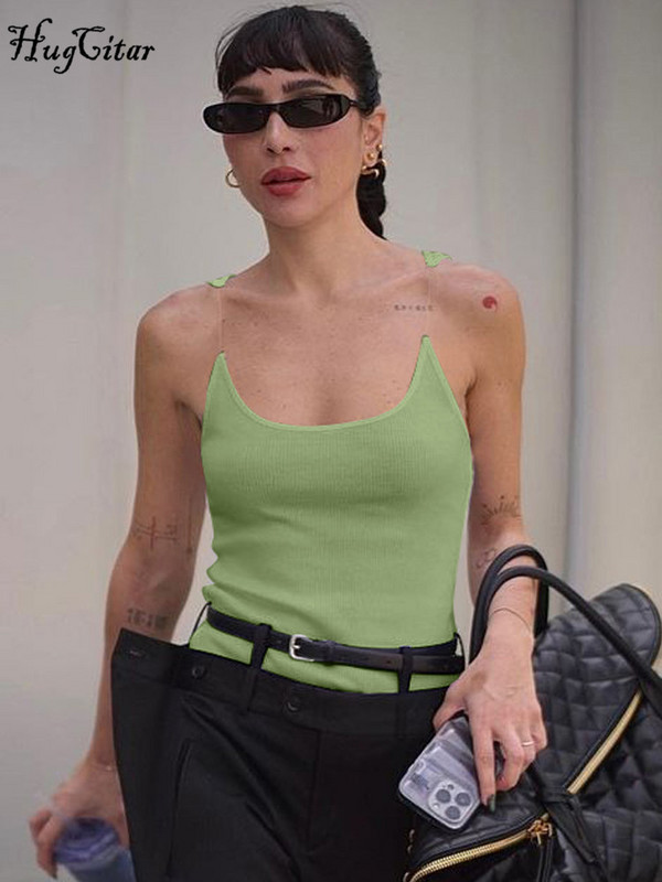 Hugcitar rebraste majice bez rukava s O izrezom bez leđa, seksi uske majice bez rukava Ljetna moda 2023. Y2K Streetwear Party Club
