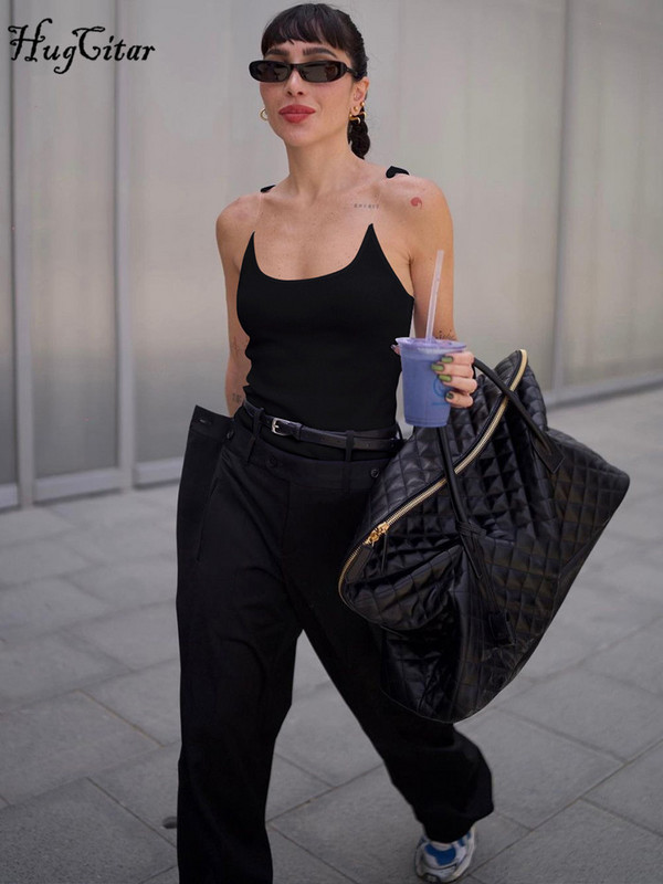 Hugcitar rebraste majice bez rukava s O izrezom bez leđa, seksi uske majice bez rukava Ljetna moda 2023. Y2K Streetwear Party Club