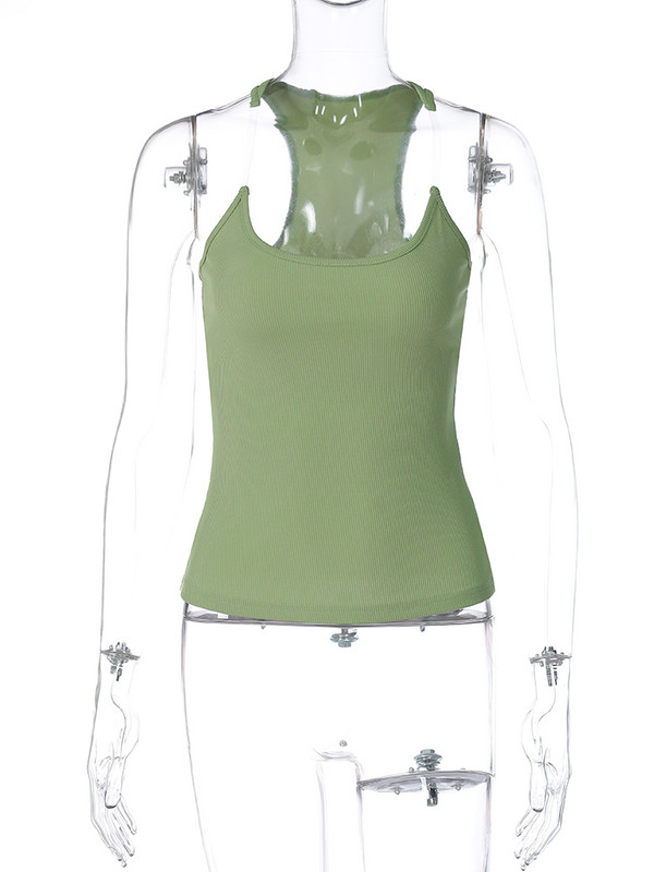 Hugcitar rebraste majice bez rukava s O izrezom bez leđa, seksi uske majice bez rukava Ljetna moda 2023. Y2K Streetwear Party Club