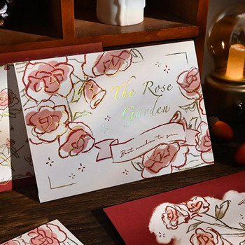 1 Σετ Επιστολόχαρτα Χειρόγραφοι Φάκελοι Εκλεκτό Σετ λουλουδιών Σετ γράμματα σε ρομαντικό στυλ Σετ χαρτί για κορίτσια