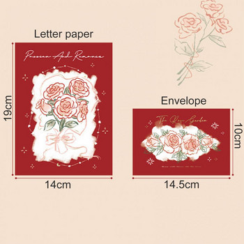 1 Σετ Επιστολόχαρτα Χειρόγραφοι Φάκελοι Εκλεκτό Σετ λουλουδιών Σετ γράμματα σε ρομαντικό στυλ Σετ χαρτί για κορίτσια