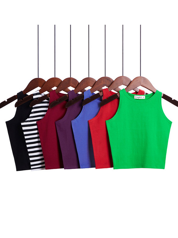 Modes 2023. gads. Jaunas sieviešu seksīgas kokvilnas, apgrieztas, apgrieztas, daudzkrāsainas, bez piedurknēm apgrieztas blusas, veste, kamzols, 14 krāsu