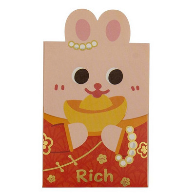 2/6 buc. Plic roșu Anul Iepurelui 2023 Festivalul de primăvară chinezesc Hongbao Kawaii Anul Nou Buzunar roșu, nuntă, aniversare, pungi de bani