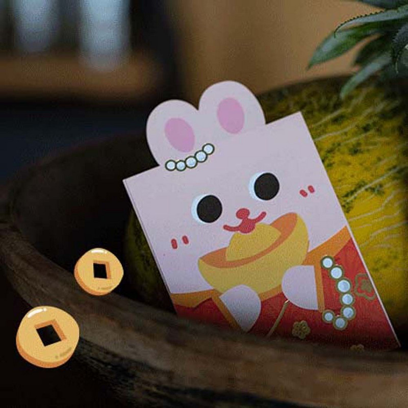2/6 buc. Plic roșu Anul Iepurelui 2023 Festivalul de primăvară chinezesc Hongbao Kawaii Anul Nou Buzunar roșu, nuntă, aniversare, pungi de bani