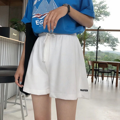 Suvemood kõrge vöökohaga spordipüksid ühevärvilised puuvillased lahtised elastsed vöökohad vabaaja suur suurus Harajuku y2k rannas naiste lühikesed püksid