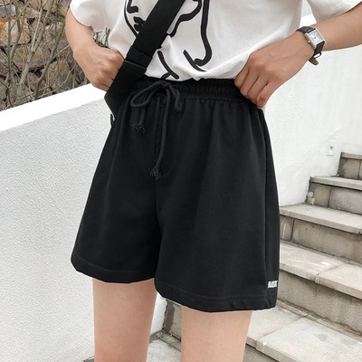 Suvemood kõrge vöökohaga spordipüksid ühevärvilised puuvillased lahtised elastsed vöökohad vabaaja suur suurus Harajuku y2k rannas naiste lühikesed püksid