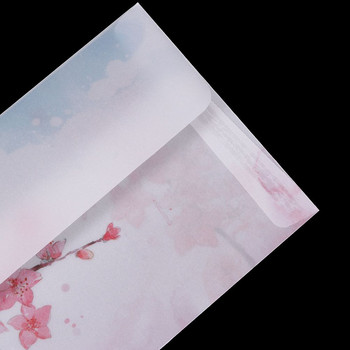 Ημιδιαφανές κάλυμμα κάρτας τσάντας πρόσκλησης Χαρτί θειικού οξέος Τεχνητή περγαμηνή Φάκελος άνθος ροδάκινου Οργανωτής επιστολών