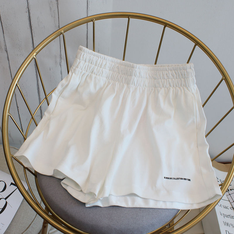Pantaloni scurți pentru femei, talie înaltă, simplu, stil coreean, litere, ocazional, vară, lejer, confortabil, toate se potrivesc șic, elastic pentru picior lat, pentru femei, colegiu Ins