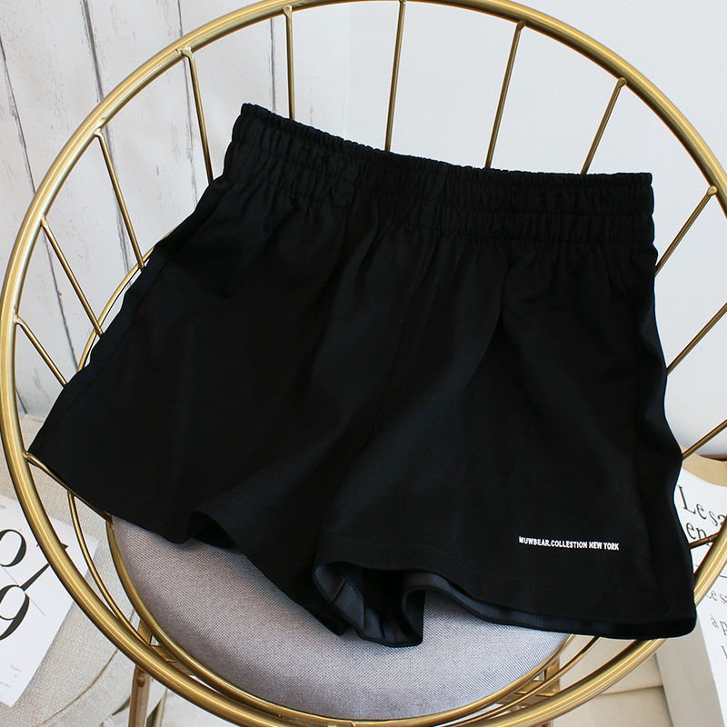 Pantaloni scurți pentru femei, talie înaltă, simplu, stil coreean, litere, ocazional, vară, lejer, confortabil, toate se potrivesc șic, elastic pentru picior lat, pentru femei, colegiu Ins