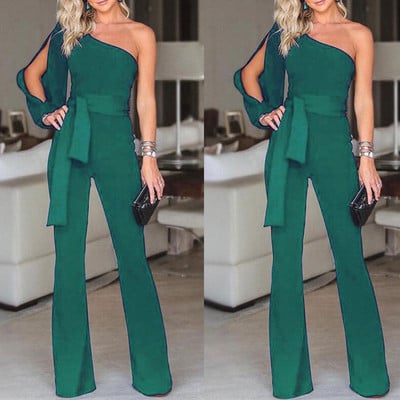 Női kombiné 2019 érkezés Női nadrág Party Clubwear Playsuit Jumpsuit széles láb Egy váll hosszú nadrág nadrág