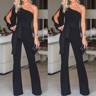 Női kombiné 2019 érkezés Női nadrág Party Clubwear Playsuit Jumpsuit széles láb Egy váll hosszú nadrág nadrág