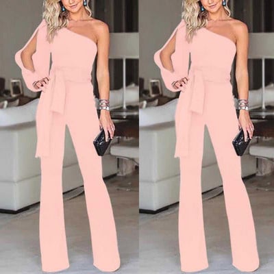 Női kombiné 2019 érkezés Női nadrág Party Clubwear Playsuit Jumpsuit széles láb Egy váll hosszú nadrág nadrág