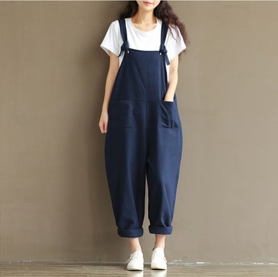 HOT Fashion női pántos, laza, táskás dungarees overall, nagyméretű, nagyméretű, S-5XL-es kombiné