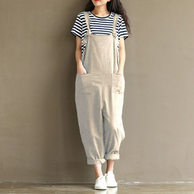 HOT Fashion női pántos, laza, táskás dungarees overall, nagyméretű, nagyméretű, S-5XL-es kombiné