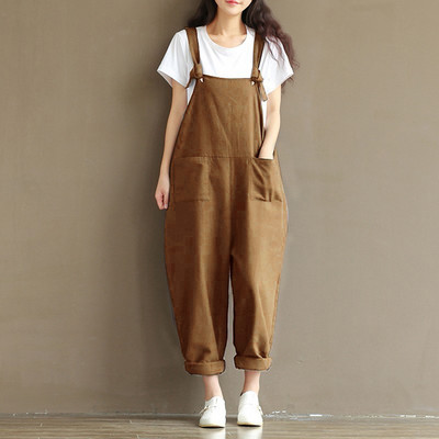 HOT Fashion női pántos, laza, táskás dungarees overall, nagyméretű, nagyméretű, S-5XL-es kombiné
