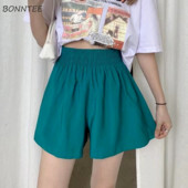 Σορτς Γυναικεία Χαλαρά Στερεά, άνετη αναψυχή Απλό γυναικείο streetwear all-match ψηλόμεσο ελαστικό Ulzzang Μόδα Καλοκαιρινή αναπνοή