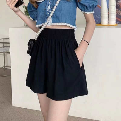 Σορτς Γυναικεία Χαλαρά Στερεά, άνετη αναψυχή Απλό γυναικείο streetwear all-match ψηλόμεσο ελαστικό Ulzzang Μόδα Καλοκαιρινή αναπνοή