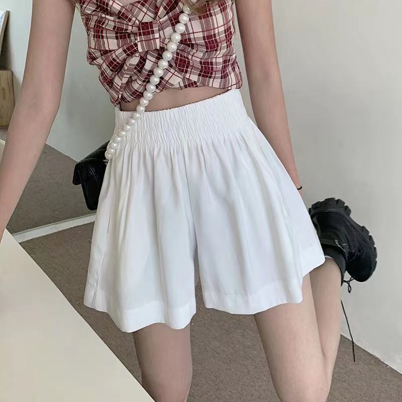 Σορτς Γυναικεία Χαλαρά Στερεά, άνετη αναψυχή Απλό γυναικείο streetwear all-match ψηλόμεσο ελαστικό Ulzzang Μόδα Καλοκαιρινή αναπνοή