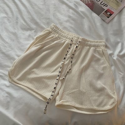 Kratke hlače Ženske ležerne Sveobuhvatne sportske jednostavne, jednobojne s uzicom, osnovne, udobne, modne u korejskom stilu, visokog struka, opuštene, ljetne, tanke, šik