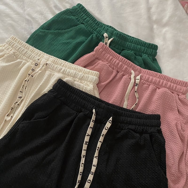 Kratke hlače Ženske ležerne Sveobuhvatne sportske jednostavne, jednobojne s uzicom, osnovne, udobne, modne u korejskom stilu, visokog struka, opuštene, ljetne, tanke, šik