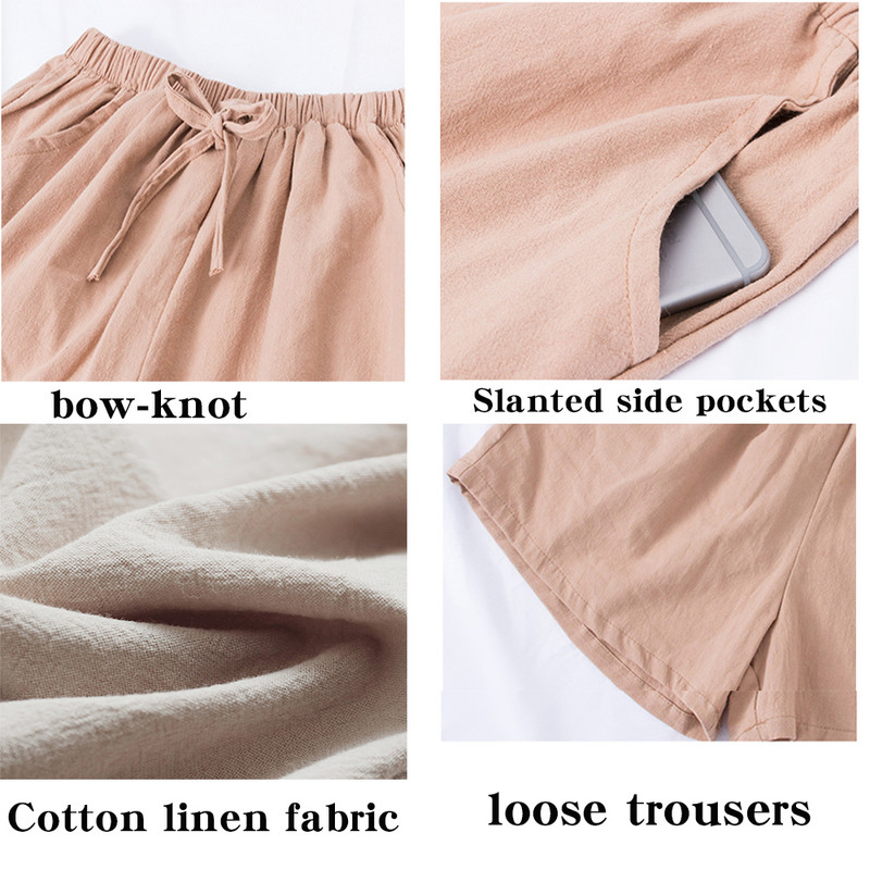 Ležerne kratke hlače od pamučnog lana široke crne kratke hlače visokog struka Modne ženske biciklističke velike veličine Basic Streetwear Ženske sportske kratke hlače