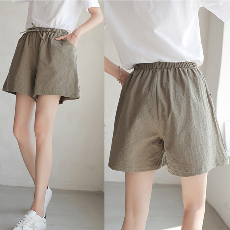 Ležerne kratke hlače od pamučnog lana široke crne kratke hlače visokog struka Modne ženske biciklističke velike veličine Basic Streetwear Ženske sportske kratke hlače