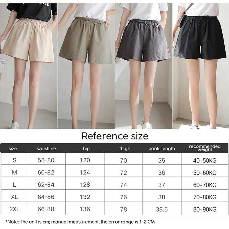 Ležerne kratke hlače od pamučnog lana široke crne kratke hlače visokog struka Modne ženske biciklističke velike veličine Basic Streetwear Ženske sportske kratke hlače