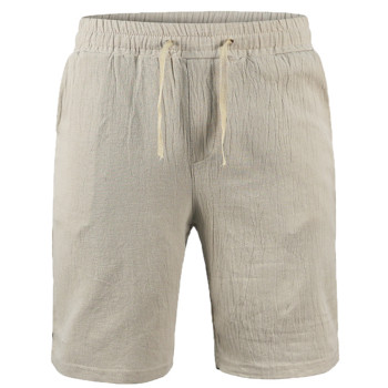 Нови мъжки памучни ленени къси панталони Мъжки летни дишащи едноцветни ленени панталони Фитнес Streetwear S-3XL