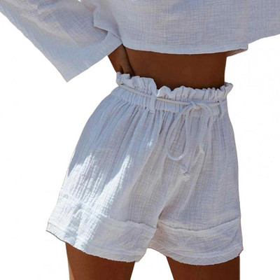 Ženske ležerne mini kratke hlače s visokim strukom, ulične kratke hlače s volanima, elastična traka u struku, naborane tanke ljetne široke nogavice