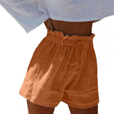 Ženske ležerne mini kratke hlače s visokim strukom, ulične kratke hlače s volanima, elastična traka u struku, naborane tanke ljetne široke nogavice