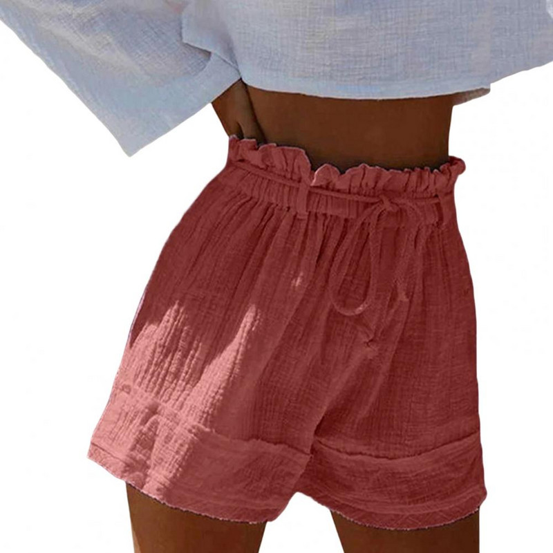 Ženske ležerne mini kratke hlače s visokim strukom, ulične kratke hlače s volanima, elastična traka u struku, naborane tanke ljetne široke nogavice