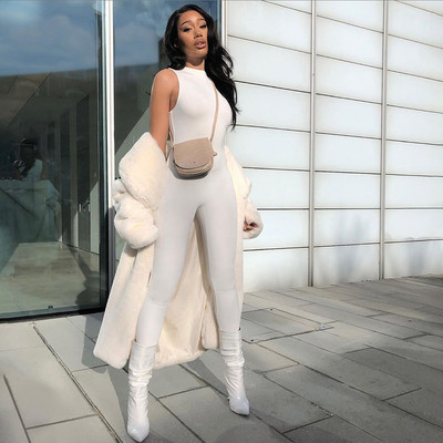 Μασίφ γυναικεία ολόσωμη φόρμα Καλοκαίρι 2020 Casual O λαιμός αμάνικο παντελόνι μολύβι Σώμα αθλητικά ρούχα Fitness Bodycon Rompers Γυναικεία φόρμα