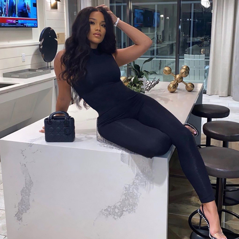 Μασίφ γυναικεία ολόσωμη φόρμα Καλοκαίρι 2020 Casual O λαιμός αμάνικο παντελόνι μολύβι Σώμα αθλητικά ρούχα Fitness Bodycon Rompers Γυναικεία φόρμα