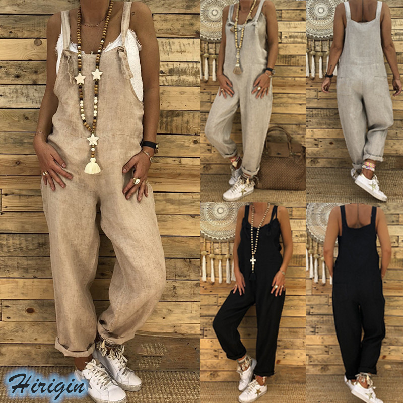 Suvised dressid 2019 UUS Suvised naiste vabaaja varrukateta kandiline krae Dungarees avara rihmaga kombinesoonid suurus S-XL