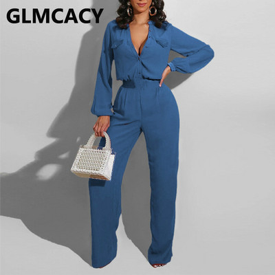 Naiste pikkade varrukatega nööpidega kombinesoonid Tavalised elegantsed soliidsed kombinesoonid