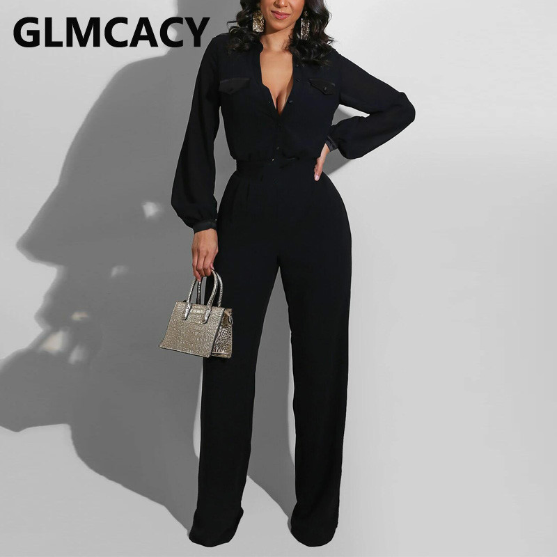 Naiste pikkade varrukatega nööpidega kombinesoonid Tavalised elegantsed soliidsed kombinesoonid