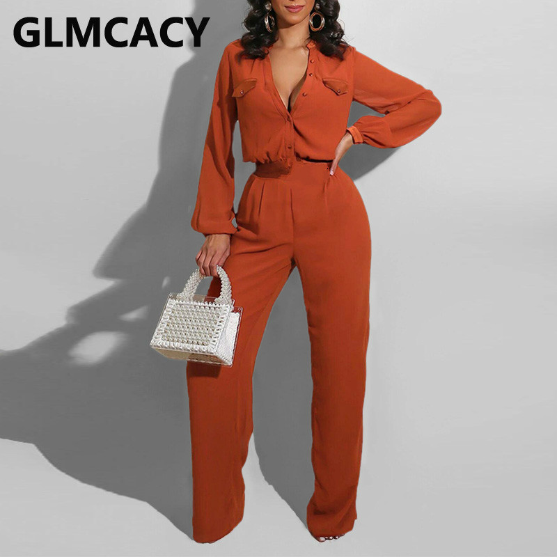 Naiste pikkade varrukatega nööpidega kombinesoonid Tavalised elegantsed soliidsed kombinesoonid