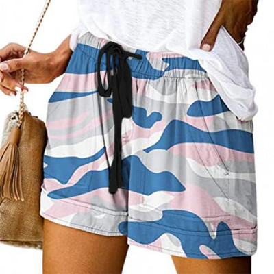 Ženske udobne kratke kratke hlače s uzicom Splice ženske sportske kratke hlače Ležerne kratke hlače s elastičnim džepom u struku Široke kratke hlače s uzorkom veće veličine