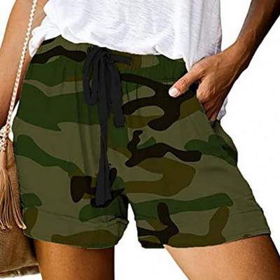 Ženske udobne kratke kratke hlače s uzicom Splice ženske sportske kratke hlače Ležerne kratke hlače s elastičnim džepom u struku Široke kratke hlače s uzorkom veće veličine