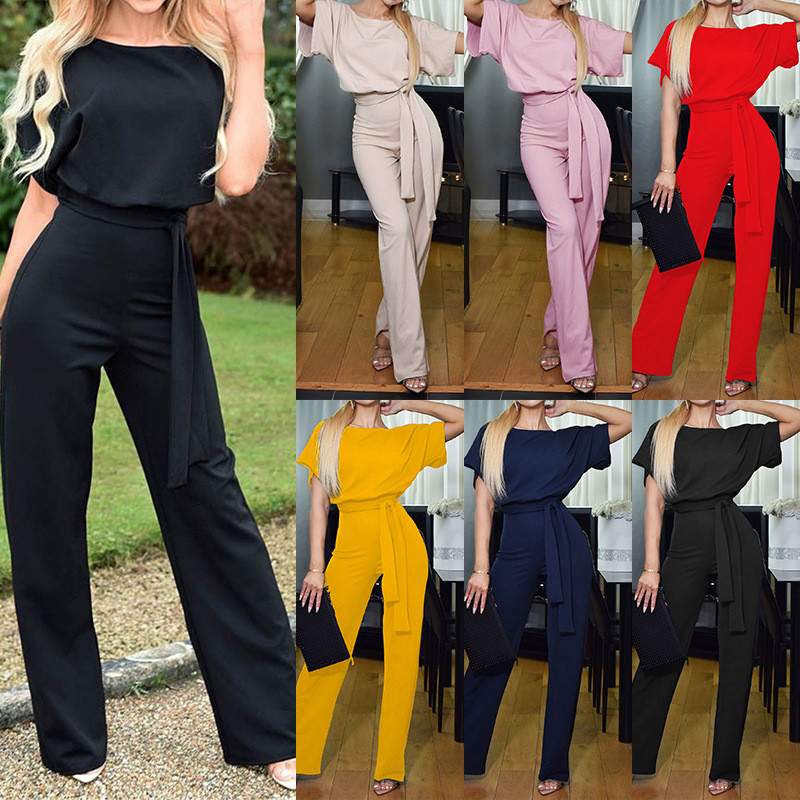 Ολόσωμη φόρμα 2019 Γυναικεία Ολόσωμη φόρμα O λαιμός Clubwear Playsuit Ολόσωμη φόρμα για πάρτι Κοντό μανίκι Rompers One Pieces Jumpsuit De Fiesta Mujer