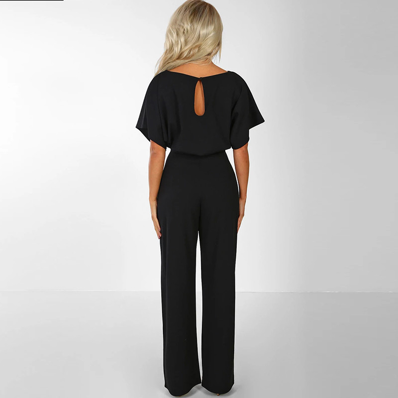 Ολόσωμη φόρμα 2019 Γυναικεία Ολόσωμη φόρμα O λαιμός Clubwear Playsuit Ολόσωμη φόρμα για πάρτι Κοντό μανίκι Rompers One Pieces Jumpsuit De Fiesta Mujer