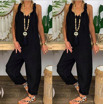 Euroopa ja Ameerika uued vabad vabaaja suures suuruses linasest kombinesoonist ühevärvilised kombinesoonid