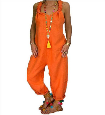 Euroopa ja Ameerika uued vabad vabaaja suures suuruses linasest kombinesoonist ühevärvilised kombinesoonid