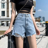 Kratke hlače Ženske Jednobojne Traper Ljeto Najnovija moda Visokog struka Korejski stil Chic Udobne Vintage Udobne Preppy Teens Zip Fly