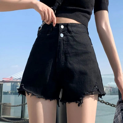 Kratke hlače Ženske Jednobojne Traper Ljeto Najnovija moda Visokog struka Korejski stil Chic Udobne Vintage Udobne Preppy Teens Zip Fly